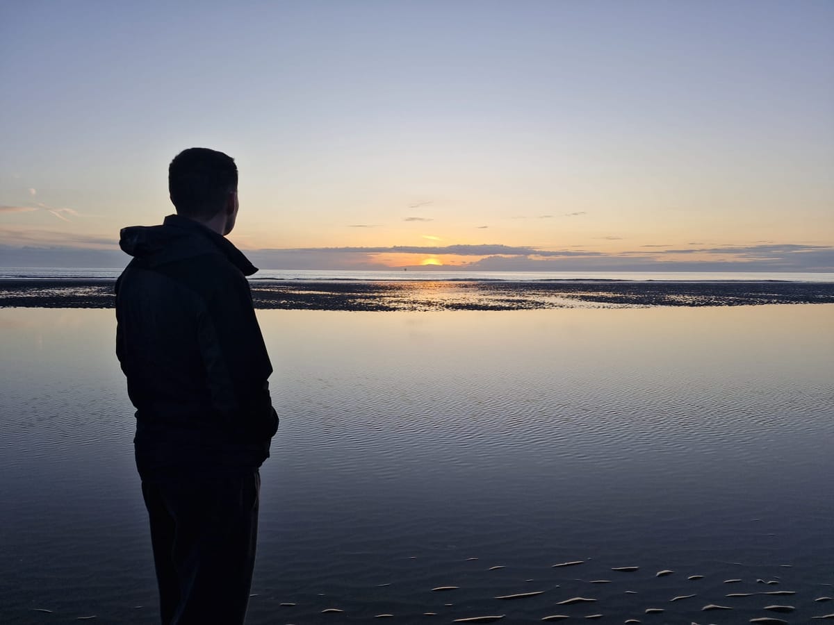 Charlie on home turf, at low tide